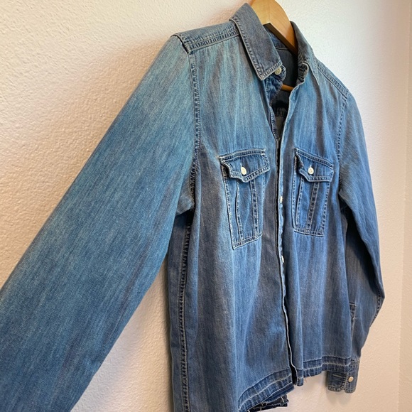 Madewell Denim Button Up with Frayed Ends - Picture 2 of 7
